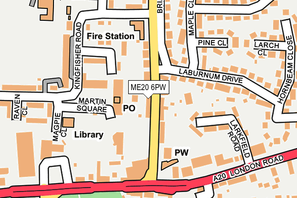 ME20 6PW map - OS OpenMap – Local (Ordnance Survey)