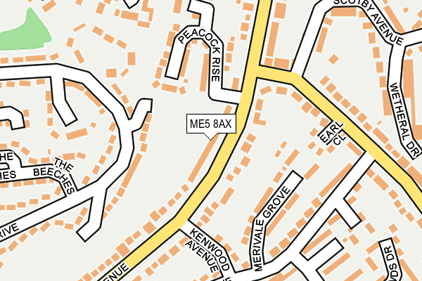 ME5 8AX map - OS OpenMap – Local (Ordnance Survey)