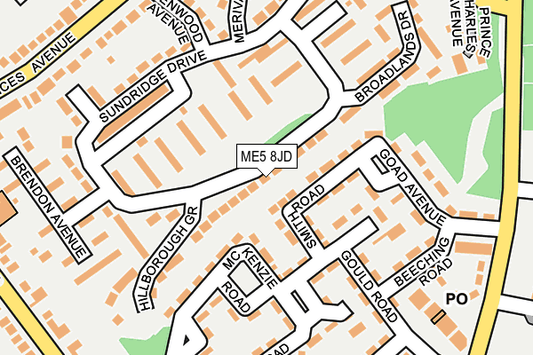 ME5 8JD map - OS OpenMap – Local (Ordnance Survey)