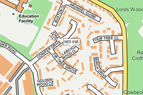 ME5 8XB map - OS OpenMap – Local (Ordnance Survey)