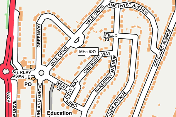 ME5 9SY map - OS OpenMap – Local (Ordnance Survey)