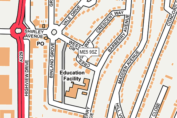 ME5 9SZ map - OS OpenMap – Local (Ordnance Survey)