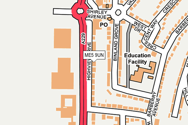 ME5 9UN map - OS OpenMap – Local (Ordnance Survey)