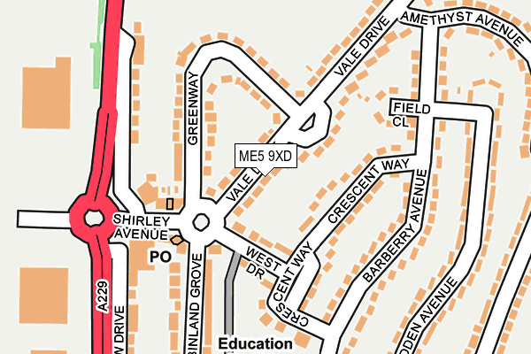 ME5 9XD map - OS OpenMap – Local (Ordnance Survey)