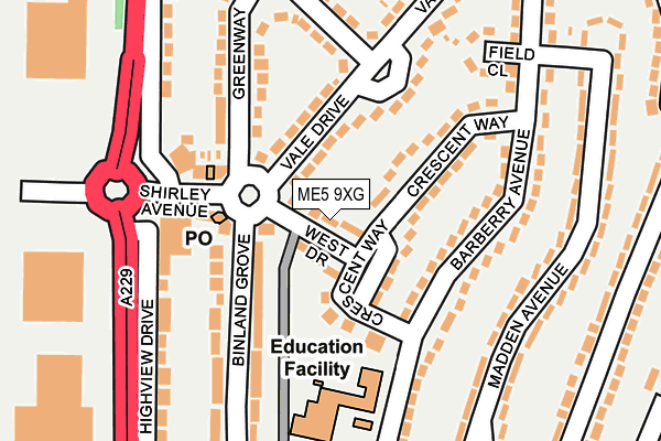 ME5 9XG map - OS OpenMap – Local (Ordnance Survey)