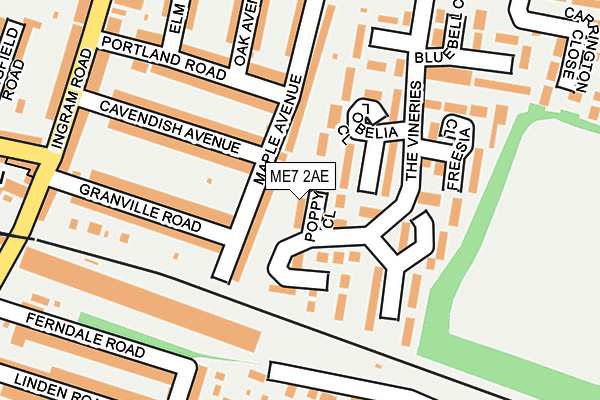 ME7 2AE map - OS OpenMap – Local (Ordnance Survey)