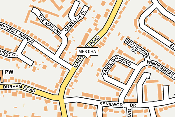 ME8 0HA map - OS OpenMap – Local (Ordnance Survey)