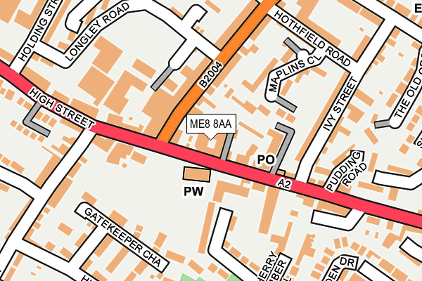 ME8 8AA map - OS OpenMap – Local (Ordnance Survey)