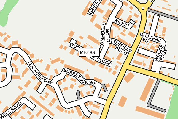 ME8 8ST map - OS OpenMap – Local (Ordnance Survey)