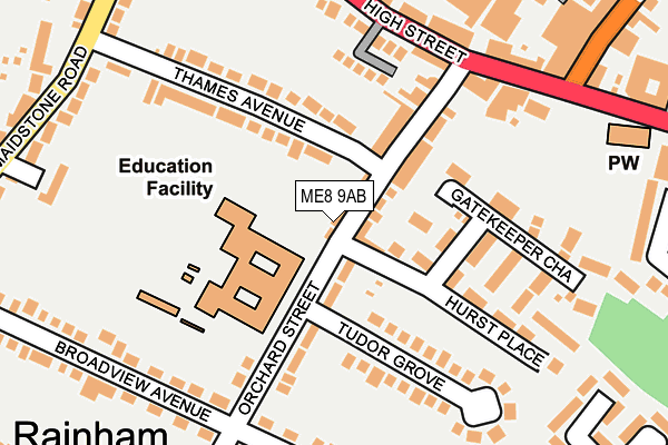 ME8 9AB map - OS OpenMap – Local (Ordnance Survey)