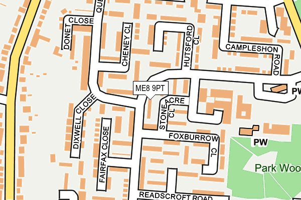 ME8 9PT map - OS OpenMap – Local (Ordnance Survey)