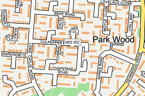 ME8 9RZ map - OS OpenMap – Local (Ordnance Survey)