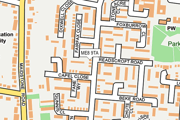 ME8 9TA map - OS OpenMap – Local (Ordnance Survey)