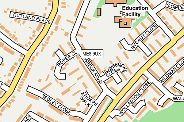 ME8 9UX map - OS OpenMap – Local (Ordnance Survey)