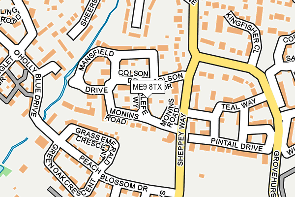 ME9 8TX map - OS OpenMap – Local (Ordnance Survey)