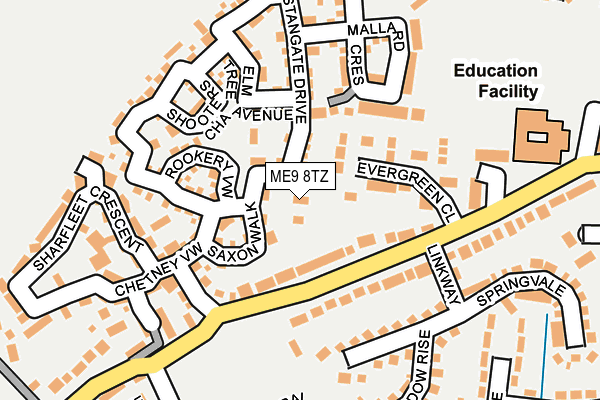 ME9 8TZ map - OS OpenMap – Local (Ordnance Survey)