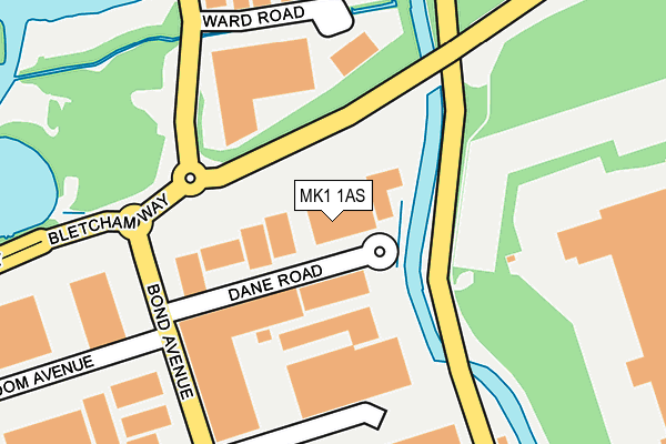 MK1 1AS map - OS OpenMap – Local (Ordnance Survey)