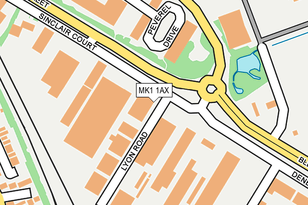 MK1 1AX map - OS OpenMap – Local (Ordnance Survey)