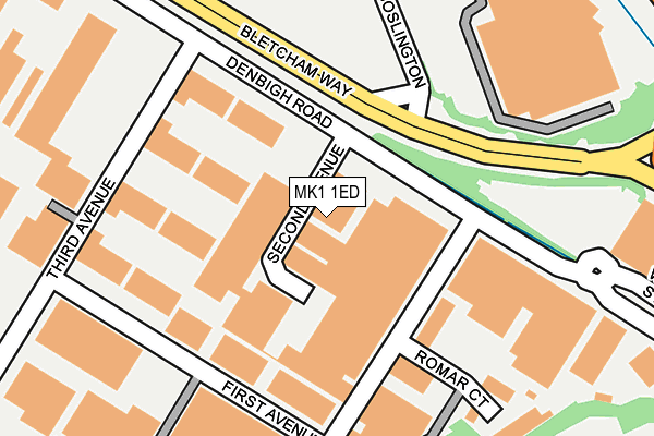 MK1 1ED map - OS OpenMap – Local (Ordnance Survey)