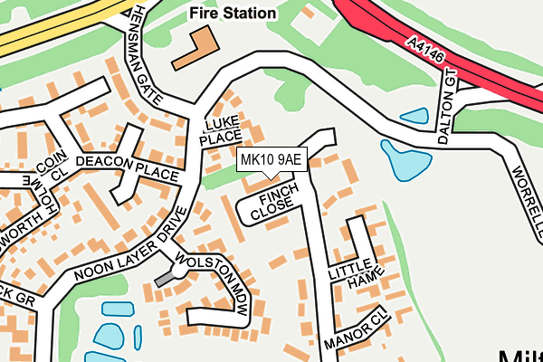 MK10 9AE map - OS OpenMap – Local (Ordnance Survey)