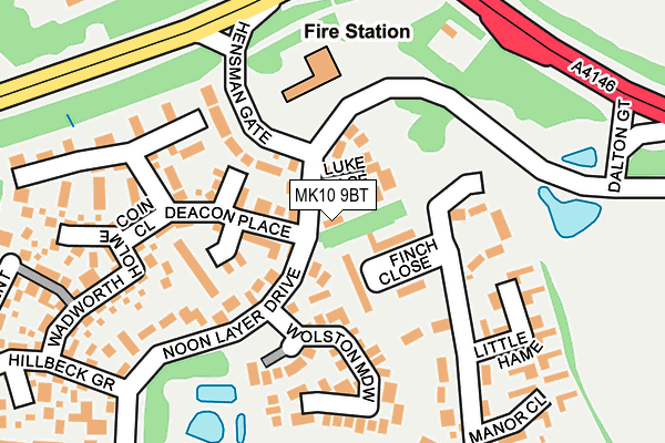 MK10 9BT map - OS OpenMap – Local (Ordnance Survey)