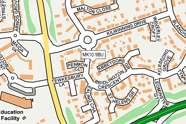 MK10 9BU map - OS OpenMap – Local (Ordnance Survey)