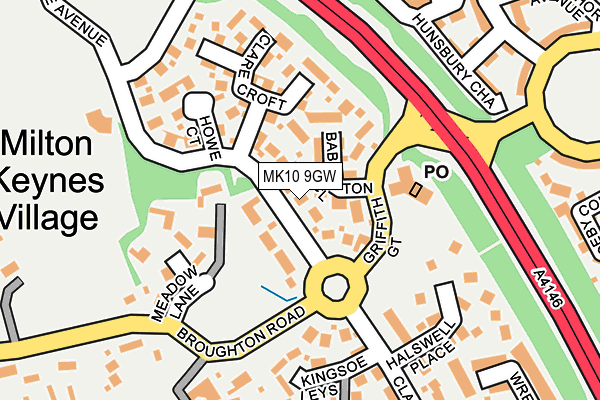 MK10 9GW map - OS OpenMap – Local (Ordnance Survey)