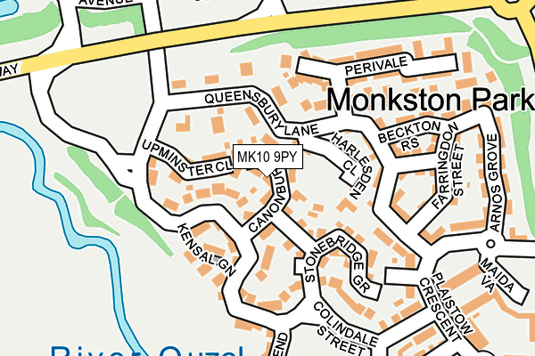 MK10 9PY map - OS OpenMap – Local (Ordnance Survey)