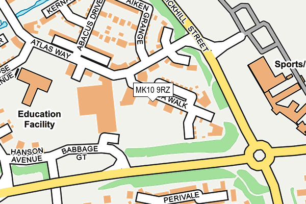 MK10 9RZ map - OS OpenMap – Local (Ordnance Survey)