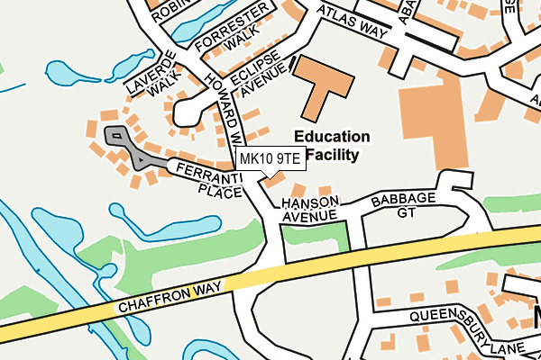 MK10 9TE map - OS OpenMap – Local (Ordnance Survey)