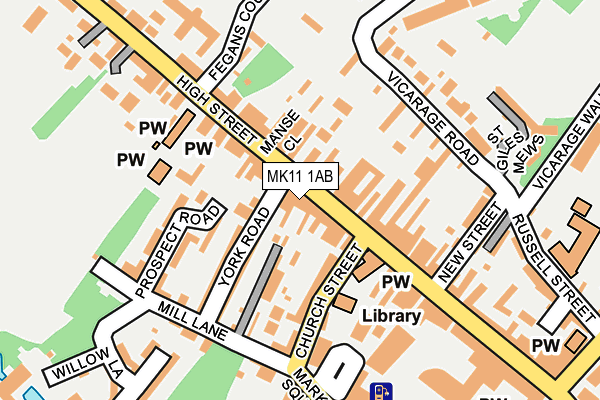 MK11 1AB map - OS OpenMap – Local (Ordnance Survey)