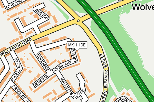 MK11 1DE map - OS OpenMap – Local (Ordnance Survey)
