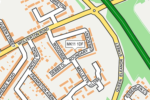 MK11 1DF map - OS OpenMap – Local (Ordnance Survey)