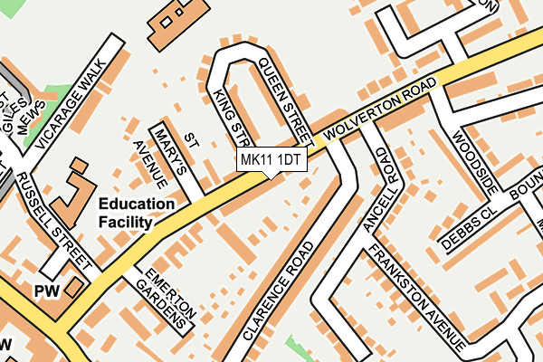 MK11 1DT map - OS OpenMap – Local (Ordnance Survey)