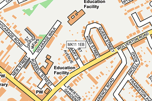 MK11 1EB map - OS OpenMap – Local (Ordnance Survey)