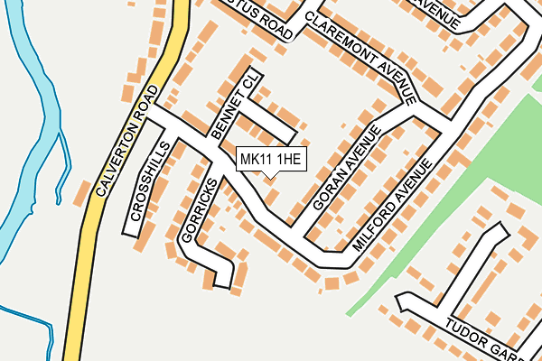 MK11 1HE map - OS OpenMap – Local (Ordnance Survey)