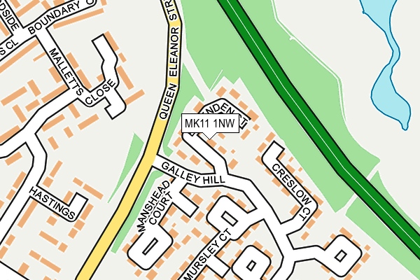 MK11 1NW map - OS OpenMap – Local (Ordnance Survey)