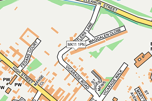 MK11 1PN map - OS OpenMap – Local (Ordnance Survey)