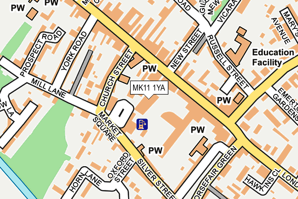 MK11 1YA map - OS OpenMap – Local (Ordnance Survey)