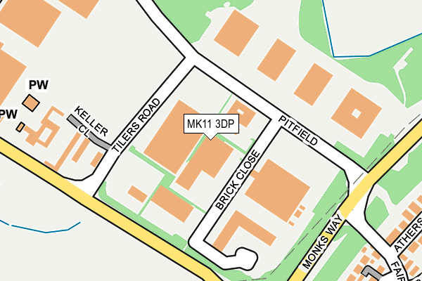 MK11 3DP map - OS OpenMap – Local (Ordnance Survey)