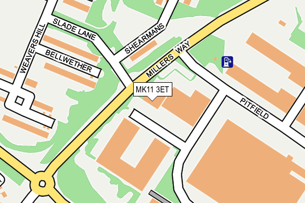 MK11 3ET map - OS OpenMap – Local (Ordnance Survey)