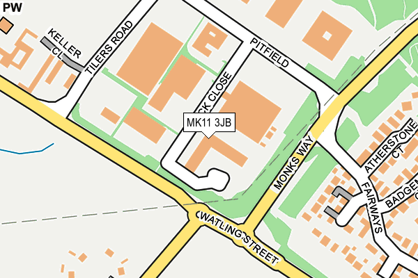 MK11 3JB map - OS OpenMap – Local (Ordnance Survey)