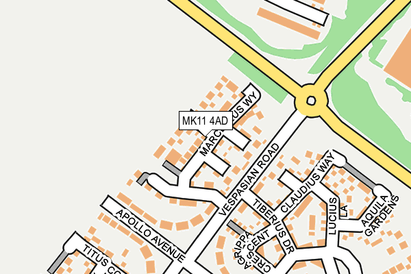 MK11 4AD map - OS OpenMap – Local (Ordnance Survey)