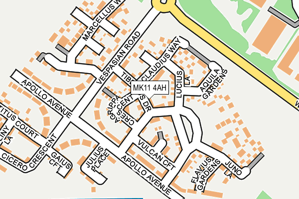 MK11 4AH map - OS OpenMap – Local (Ordnance Survey)