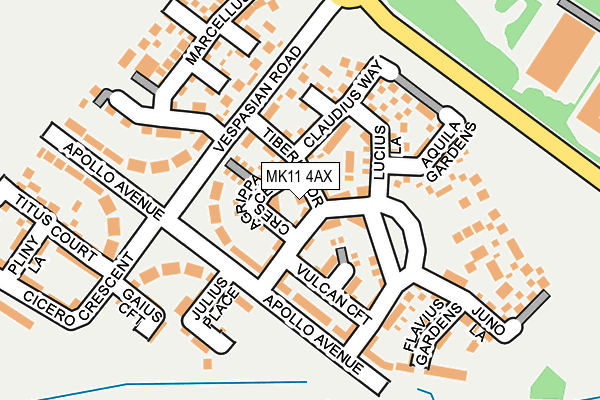 MK11 4AX map - OS OpenMap – Local (Ordnance Survey)