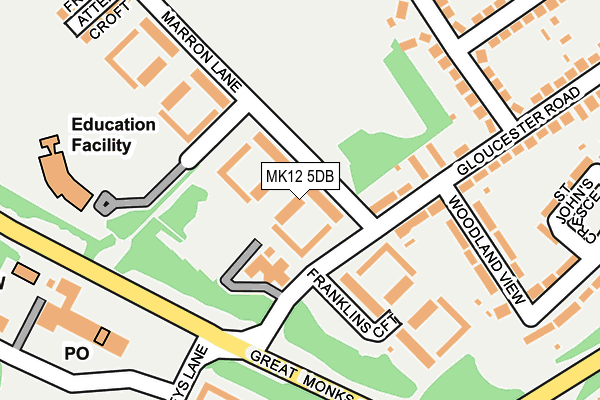 MK12 5DB map - OS OpenMap – Local (Ordnance Survey)