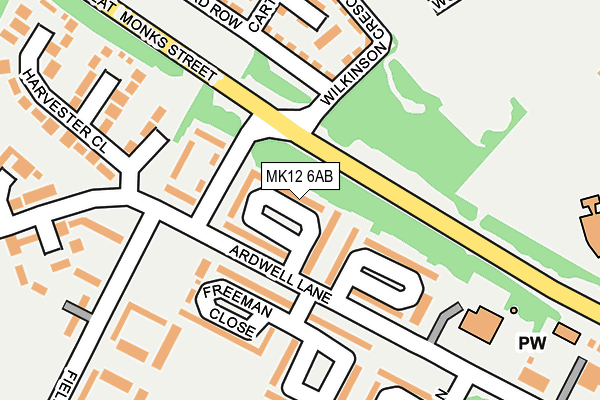 MK12 6AB map - OS OpenMap – Local (Ordnance Survey)