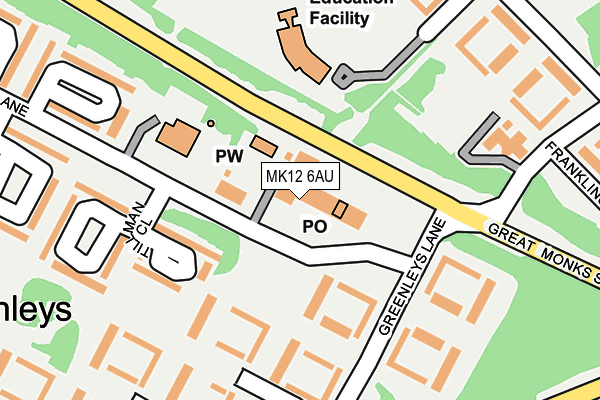 MK12 6AU map - OS OpenMap – Local (Ordnance Survey)