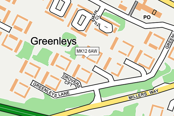 MK12 6AW map - OS OpenMap – Local (Ordnance Survey)