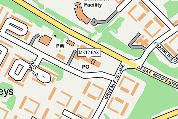 MK12 6AX map - OS OpenMap – Local (Ordnance Survey)